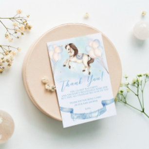 Tarjeta De Recepción Baby Shower Fairytale Pony Stars Blue Balloons