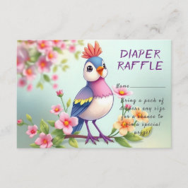 Tarjeta De Recepción Baby Shower floral de pájaros rosados cúbicos