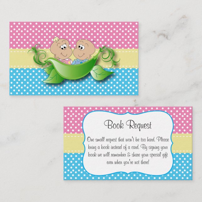 Tarjeta De Recepción Baby Shower gemelo - Dos Peas En Una Solicitud De  (Anverso / Reverso)