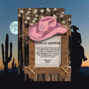 Tarjeta De Recepción Baby Shower, Gorra de Cowgirl rustica
