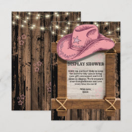 Tarjeta De Recepción Baby Shower, Gorra de Cowgirl rustica