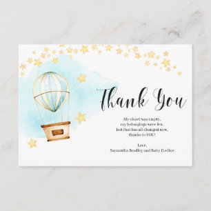 Tarjeta De Recepción Baby Shower Gracias a los animales de globo aerost