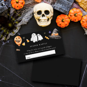 Tarjeta De Recepción Baby Shower Halloween Diaper Raffle Black
