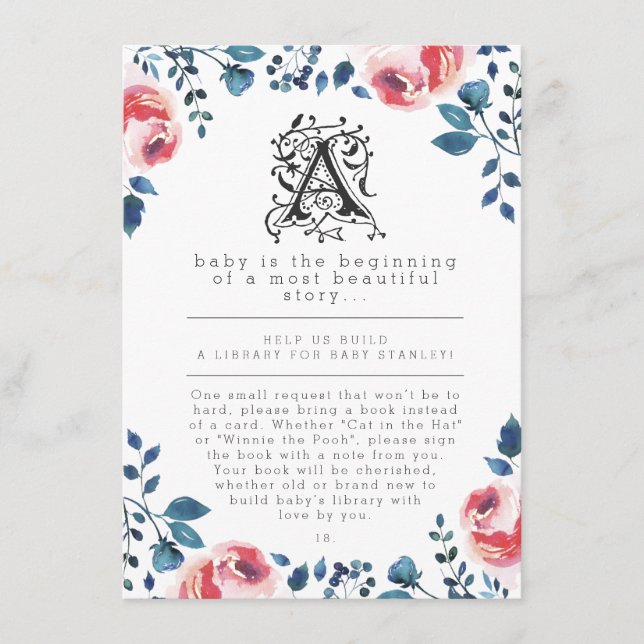 Tarjeta De Recepción Baby Shower | Historieta floral moderna (Anverso)