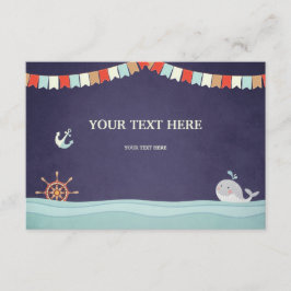 Tarjeta De Recepción Baby Shower Insert card Ahoy Nautical Ocean Whale