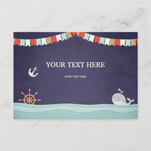 Tarjeta De Recepción Baby Shower Insert card Ahoy Nautical Ocean Whale