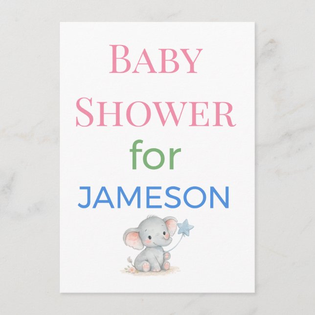 Tarjeta De Recepción Baby Shower Invitations Enclosure Cards Signs | De (Anverso)