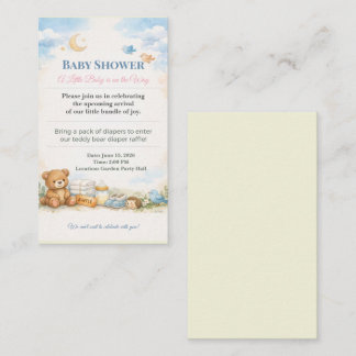 Tarjeta De Recepción Baby Shower Invite | Teddy Bear Diaper Raffle