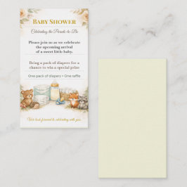 Tarjeta De Recepción Baby Shower Invite | Woodland Diaper Raffle Card