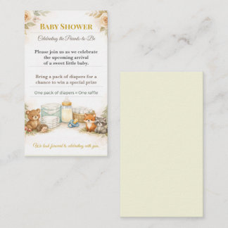 Tarjeta De Recepción Baby Shower Invite | Woodland Diaper Raffle Card