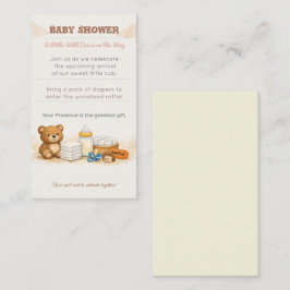 Tarjeta De Recepción Baby Shower Invite | Woodland Diaper Raffle Card