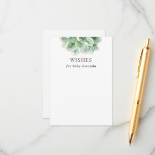 Tarjeta De Recepción Baby Shower Keepsake   Suculentos deseos para el b