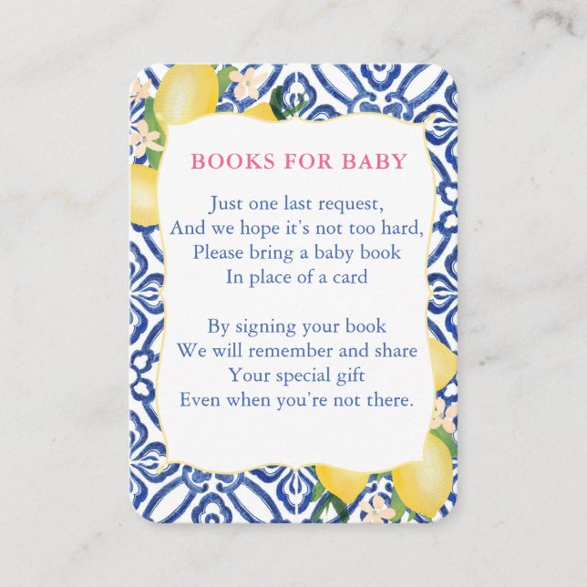 Tarjeta De Recepción Baby Shower Lemons Italiano Trae Biblioteca De Lib (Anverso)