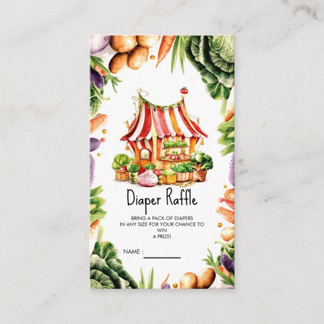 Tarjeta De Recepción Baby Shower, mercado de personalizados agricultore (Anverso)