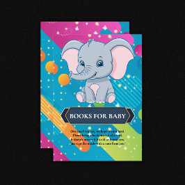 Tarjeta De Recepción Baby Shower moderno y colorido de elefante azul
