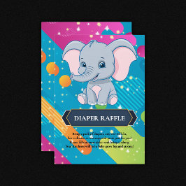 Tarjeta De Recepción Baby Shower moderno y colorido de elefante azul