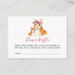 Tarjeta De Recepción Baby Shower Mom Y Baby Cat Diaper Raffle