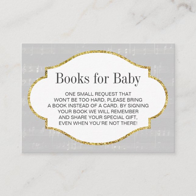Tarjeta De Recepción Baby Shower musical trae un libro (Anverso)