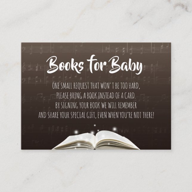 Tarjeta De Recepción Baby Shower musical trae un libro (Anverso)