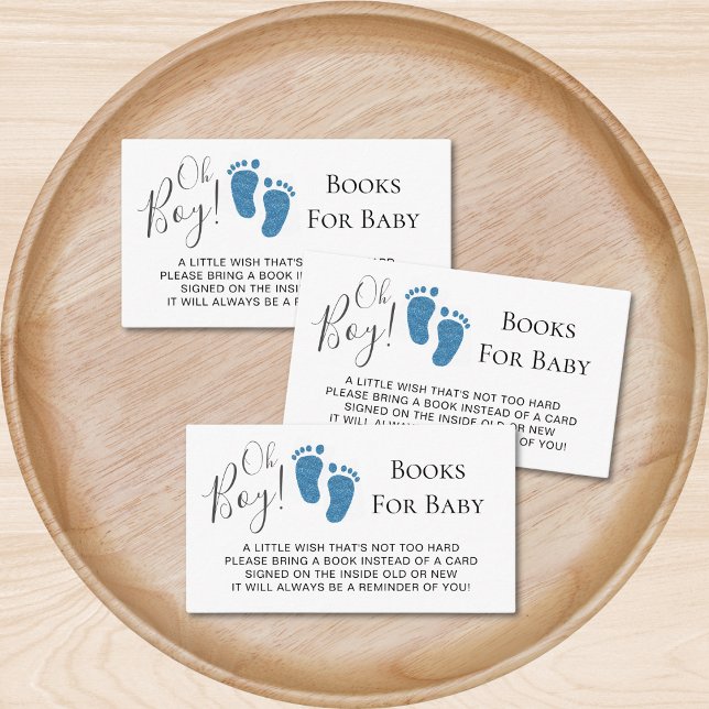 Tarjeta De Recepción Baby Shower Oh Boy Purpurina Pies Libros Para Bebé (Subido por el creador)