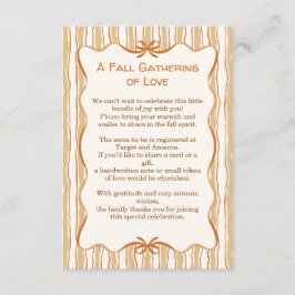 Tarjeta De Recepción Baby Shower Otoñal Acogedor | Crema Neutral y Nara