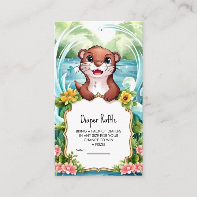 Tarjeta De Recepción Baby Shower Pastel Magical Otter (Anverso)
