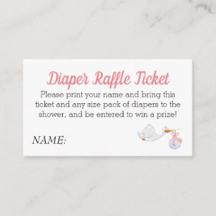 Tarjeta De Recepción Baby Shower Pink Diaper Raffle Storle Baby Girl