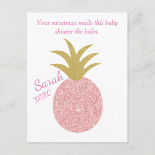 Tarjeta De Recepción Baby Shower Pink Pineapple Lip Balm Favor