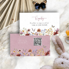 Tarjeta De Recepción Baby Shower Pink Wildflowers