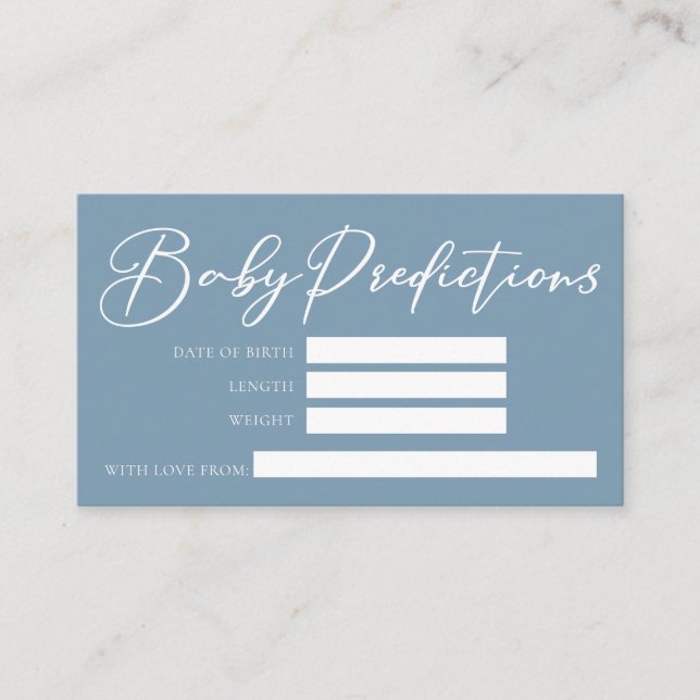 Tarjeta De Recepción Baby Shower Predictions Advance Dusty Blue (Anverso)