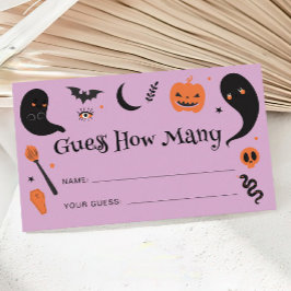 Tarjeta De Recepción Baby Shower Purple Halloween adivina cuántos