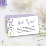 Tarjeta De Recepción Baby Shower Purple Wildflower<br><div class="desc">Tarjeta de solicitud de libro de Wildflower Baby Shower - perfecta para entrar con tus invitaciones a la ducha de bebé con flores silvestres. El diseño tiene acuarelas de flores silvestres en tonos lilas, lavanda, púrpura, rosa y azul. Este delicado y femenino diseño botánico tiene un borde de bonito de...</div>