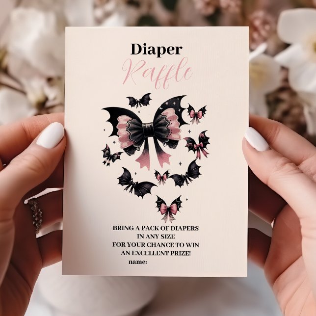 Tarjeta De Recepción Baby Shower Raffle Diapper de Halloween rosa gótic (Subido por el creador)
