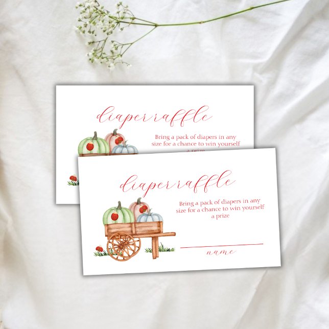 Tarjeta De Recepción Baby Shower Raffle Raffle (Spring Pumpkin Labybug Diaper Raffle Baby Shower Enclosure Card)