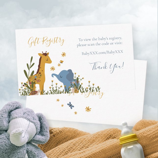 Tarjeta De Recepción Baby Shower: Registro de regalo para animales bebé (Baby Shower Gift Registry Sweet Jungle Animals Enclosure Card ©Susanne Sachers - Sunny Mind Design )
