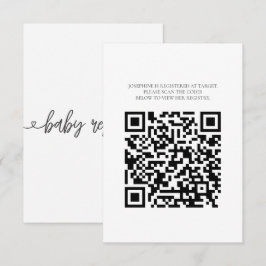 Tarjeta De Recepción Baby Shower Registry Card with QR Code Minimalist
