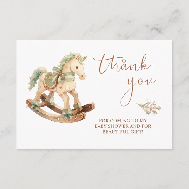 Tarjeta De Recepción Baby Shower Rocke Horse Gracias (Anverso)