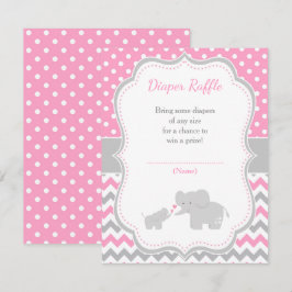 Tarjeta De Recepción Baby Shower rosa y gris elefante