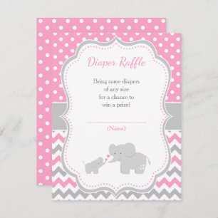 Tarjeta De Recepción Baby Shower rosa y gris elefante