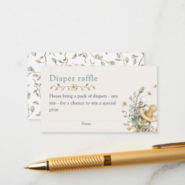 Tarjeta De Recepción Baby Shower Rustic Botanical Diaper Raffle