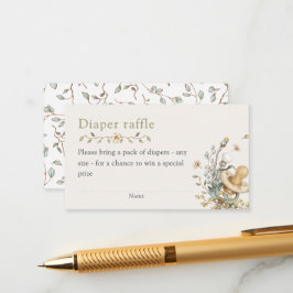 Tarjeta De Recepción Baby Shower Rustic Botanical Diaper Raffle