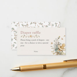 Tarjeta De Recepción Baby Shower Rustic Botanical Diaper Raffle