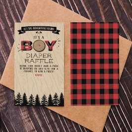 Tarjeta De Recepción Baby Shower Rustic Forest Plaid Lumberjack Boys