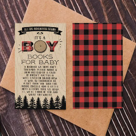 Tarjeta De Recepción Baby Shower Rustic Forest Plaid Lumberjack Boys