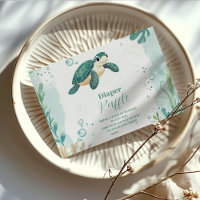 Baby Shower Sea Turtle Watercolor Diapper Raffle