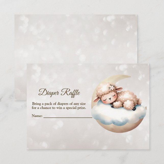 Tarjeta De Recepción Baby Shower Sleeping Baby Animal Diaper Raffle (Anverso / Reverso)