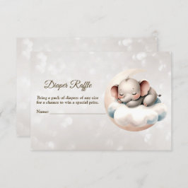 Tarjeta De Recepción Baby Shower Sleeping Baby Elephant Diaper Raffle