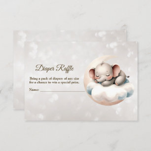 Tarjeta De Recepción Baby Shower Sleeping Baby Elephant Diaper Raffle