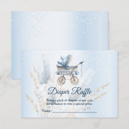 Tarjeta De Recepción Baby Shower Stroller Blue Floral Diaper Raffle