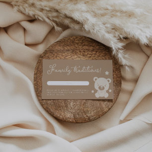 Tarjeta De Recepción Baby Shower Tradición Familiar de Oso Teddy Minima